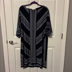 Sandra Darren Black and White Striped Dress